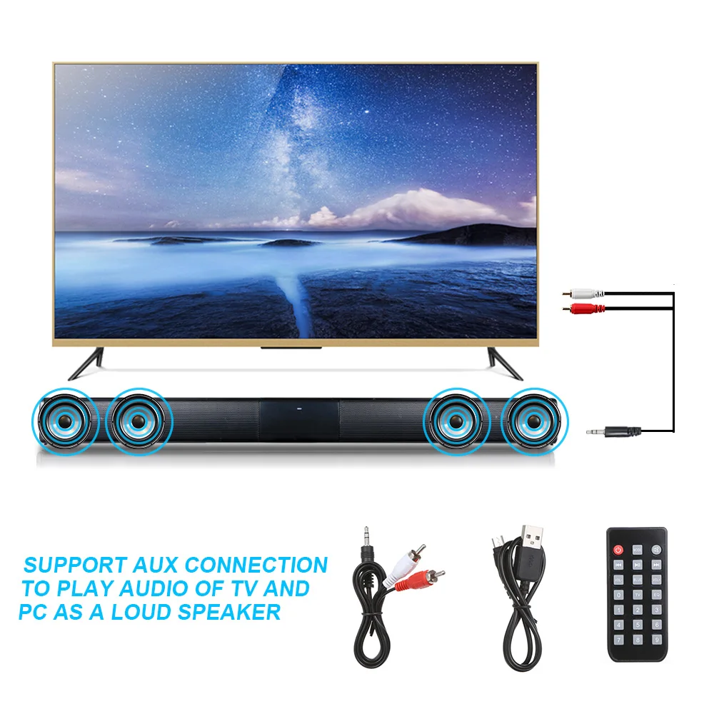 

Luxury remote control Speaker Wireless Bluetooth 4.0 Soundbar 3D Soundbars Bass Subwoofer Speaker for TV Home Theater