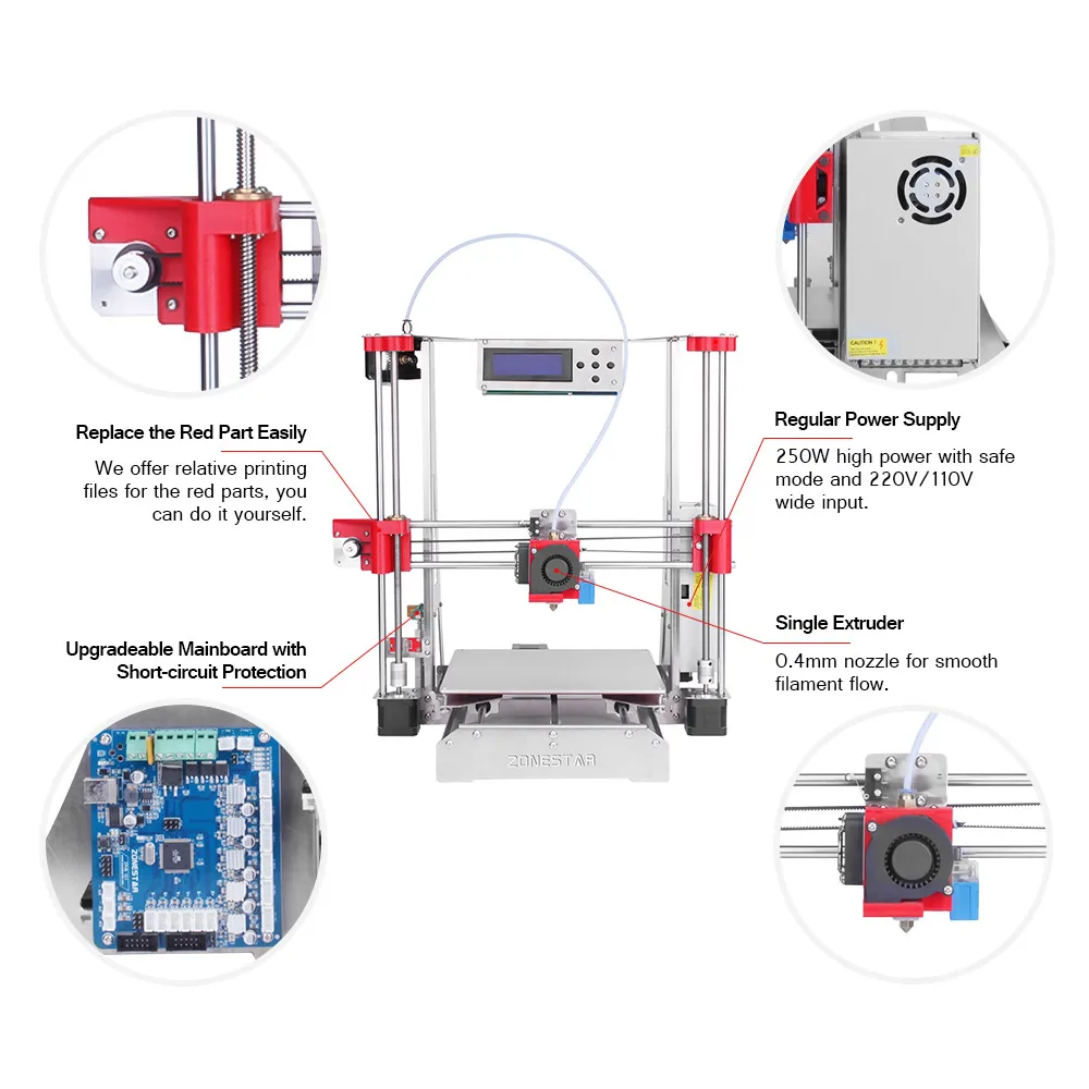 ZONESTAR P802Q i3 металлический FDM 3d принтер DIY набор поддержка автоматического выравнивания обновление Высокая точность с 0,5 кг PLA нити