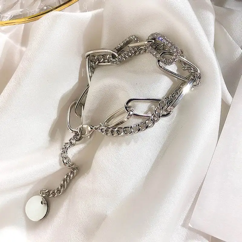 

Fashion Thick Chain Bracelets For Women Silver Color Personality Statement Jewelry Bracelet