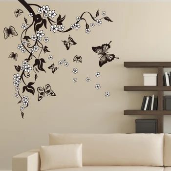 

Butterfly Feifei Flower Branch Decorative Wall Stickers Decal Art Vinyl Decor Home Mural For Living Room TV Art