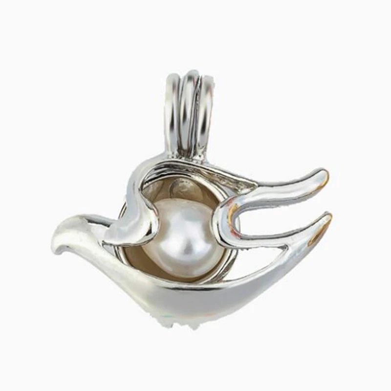 

Silver Conch Pearl Cage Jewelry Findings Cage Locket Pendant Essential Oil Diffuser Locket For Oyster Pearl Women Men