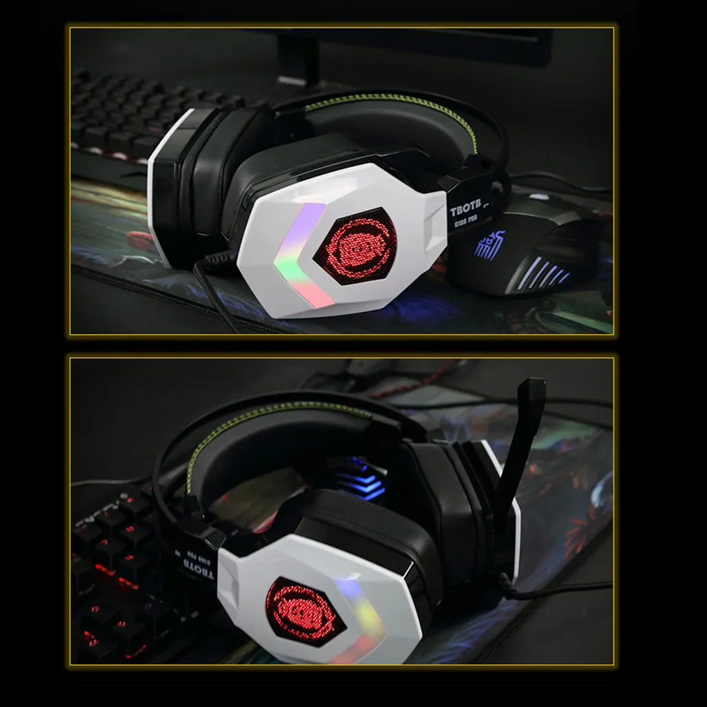 7,1 USB Surround Sound PC гарнитуры наушники для игр с микрофоном светодиодный свет проводные наушники игровые головные уборы