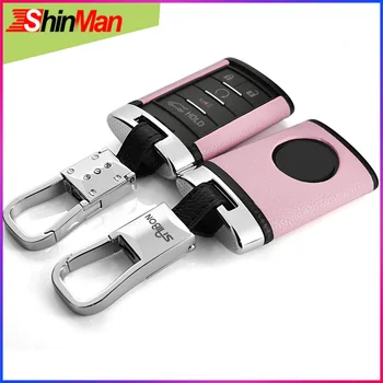 

Romantic Sakura Pink Cow leather+ABS For For Cadillac CTS XTS ATS XLS SRX key Cover key protect shell key case key Cover