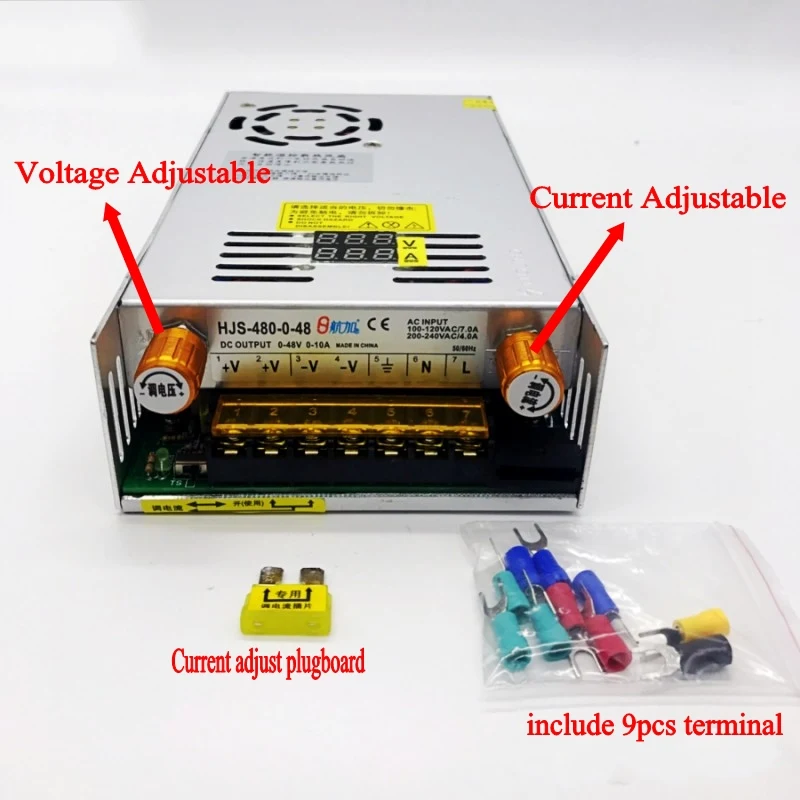 AC-DC Converter Digital display current Voltage adjustable Switch regulated power supply DC 12V 24v 36v 48v 60v 80v 120v 480W-1