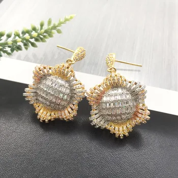 

Lanyika Fashion Jewelry Artistic Fortunate Delicate Sunflower Earrings Full Micro inlay Micro Plated Wedding Popular Best Gift