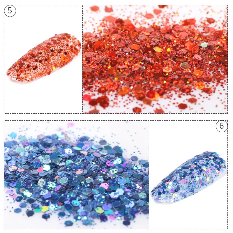 1pot Laser Mermaid Hexagon Sequins Ultra Thin Nail Art Glitters Shiny Holo Flakes 3d Manicure UV Gel Polish Tips Decorations New