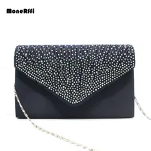 Monerffi Женская вечерняя атласная сумочка-клатч с бриллиантами для вечеринки, выпускного вечера, сумка-конверт, сумки на плечо