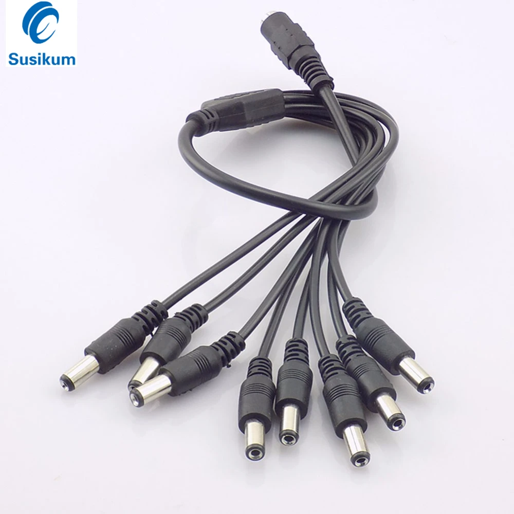 

10Pieces DC 1 Female to 8 Male Power Splitter Adapter Cable 5.5mm*2.1mm DC Power Jack CCTV Camera Splitter Cable