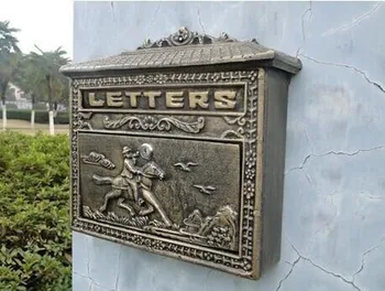 

Decorative Cast Iron Mailbox Postbox Mail Box Wall Mounted Wrought Iron Letters Box Metal Garden Supplies