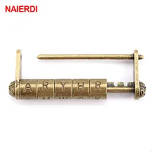 Cerradura de combinación NAIERDI de Zinc antiguo de aleación de bronce Retro, candado con contraseña de 5 letras para joyero, para cajón de maleta de madera