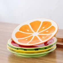 1 шт., фруктовая плоская тарелка, оранжевый дизайн, поднос для еды, ручная роспись, Салатница, набор посуды с героями мультфильмов, Детская обеденная тарелка, набор посуды