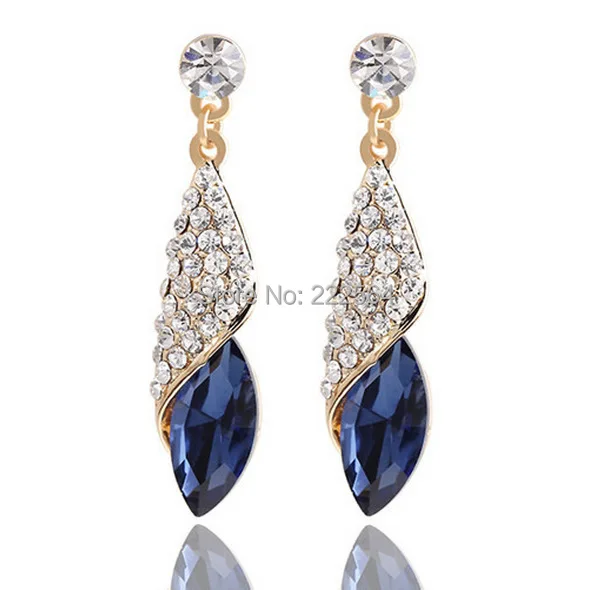 

2015 New High Quality Classic Romantic Gold Silver Crystal Drop Earrings cones Earrings jewelry for women