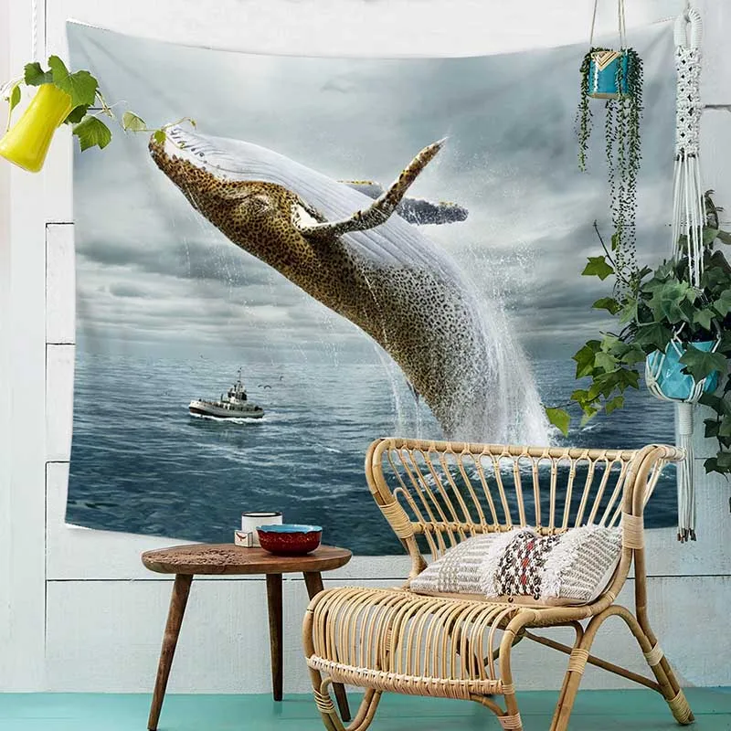

Jumping Sharks Indian Decor Mandala Animal Tapestry Wall Hanging Hippie Throw Bohemian Dorm Bedspread Table Cloth Curtain