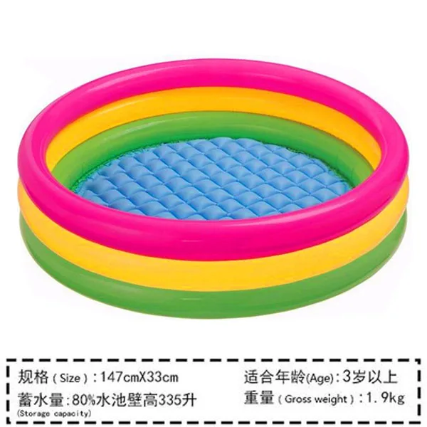 INTEX детский надувной плавательный бассейн Ванна детский бассейн размер до 201*198*109 см, 29 стилей опционально - Цвет: 57422 three ring