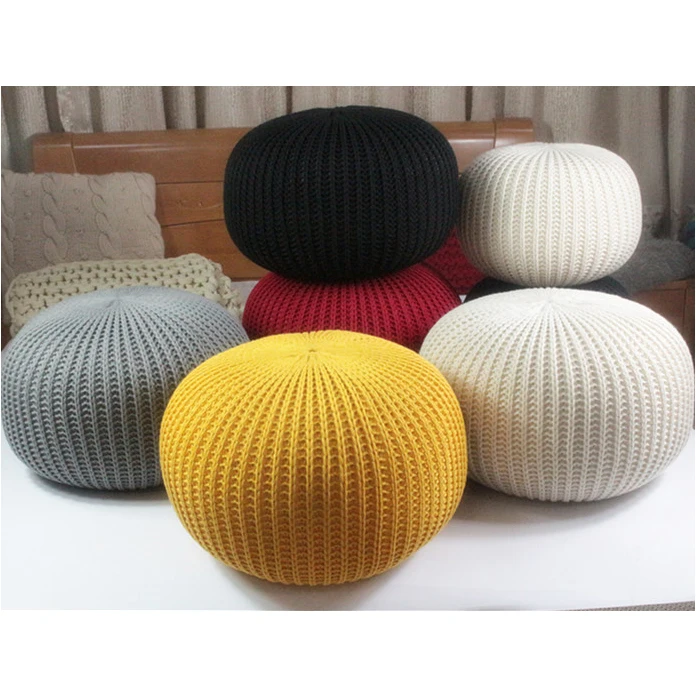 Ручная вязка шерстяная круглая подушка пуф напольный оттоманка|round cushion|pouf floorknitted