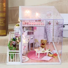 Лучшее время ручной работы ремесла модель Кукольный дом Рождество миниатюрный кукольный домик светодиодный деревянный дом, игрушки для детей подарок