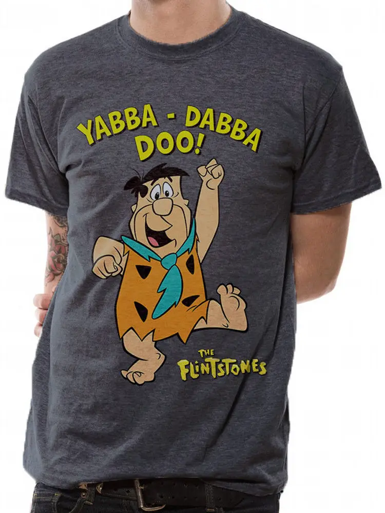 The Flintstones Yabba Dabba Do Fred официальная Ханна Барбера серая мужская футболка свободный размер Топ ajax Забавные футболки хлопок