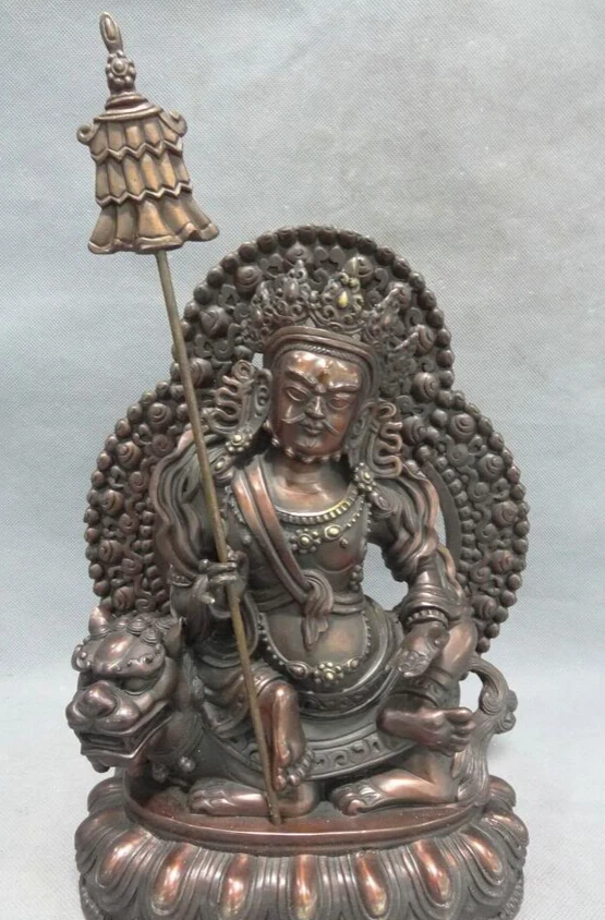 

song voge gem S5015 11" Tibet Pure Bronze Vaishravana Wealth Treasure Heavenly King Buddha Statue