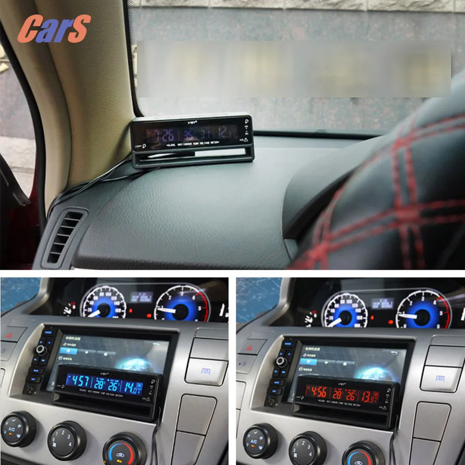 3 in1 LCD Dislay Auto Car Clock DC 12-24V Automobiles Digital Thermometer Vehicle Voltmeter Monitor Car Accessories 3 in1 LCD Dislay Auto Car Clock DC 12-24V Automobiles Digital Thermometer Vehicle Voltmeter Monitor Car Accessories