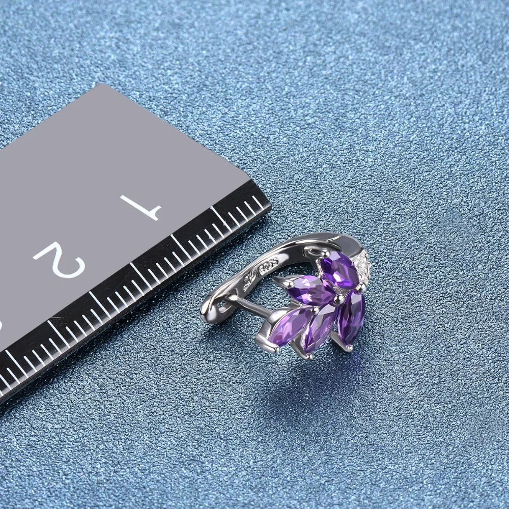 Hutang Аметист женские клипсы натуральный фиолетовый драгоценный камень серебро Твердые 925 пробы изящные элегантные ювелирные изделия Новое поступление подарок