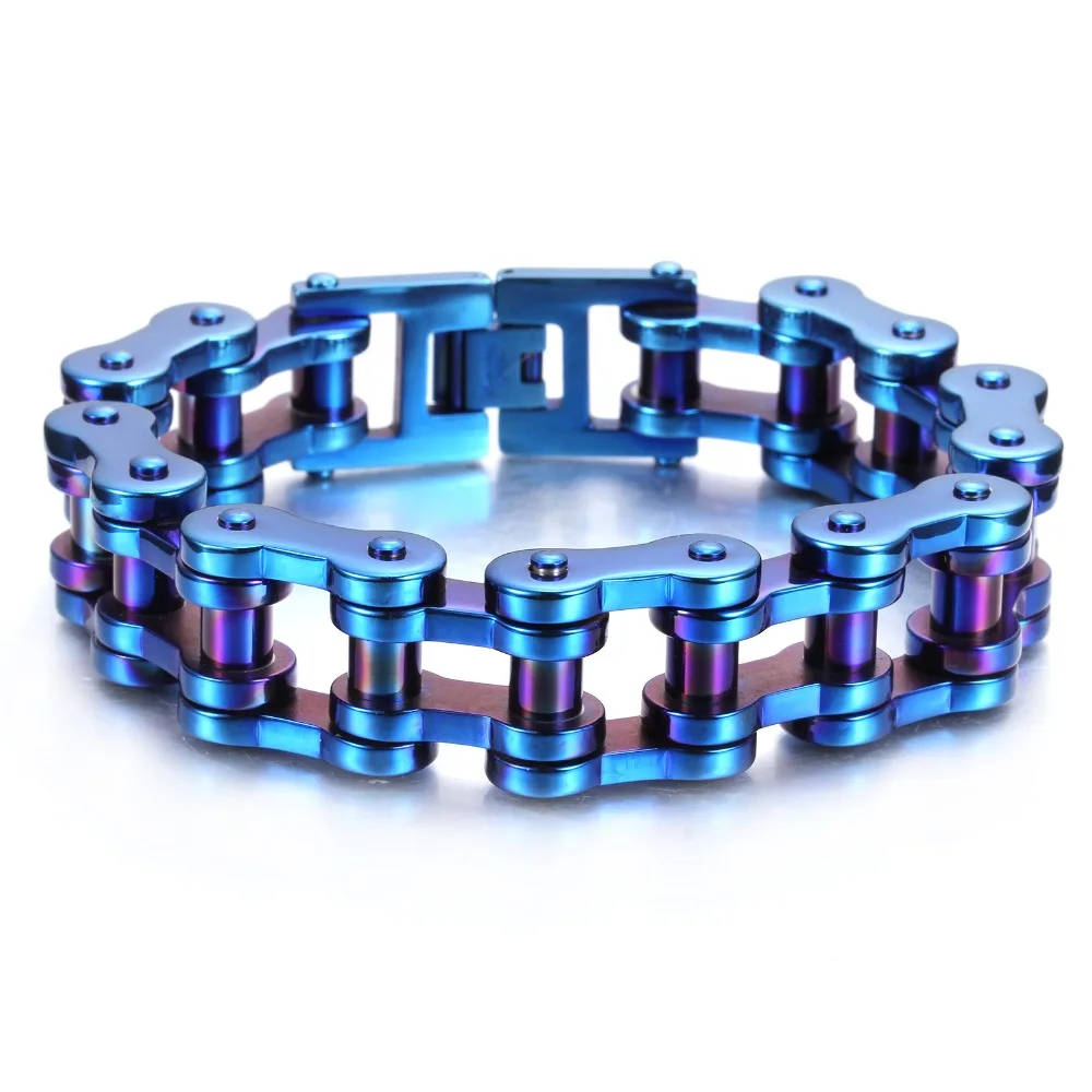 

Fashion Blue Stainless Steel Bicycle Jewellery Harley Bike Bracelet Men Biker Bicycle Motorcycle Chain Bracelets Bangles Jewelry