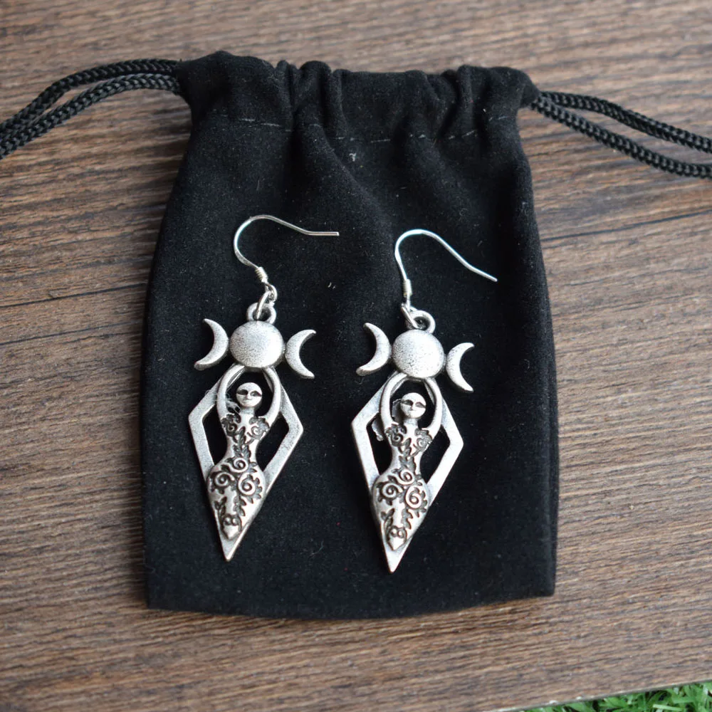 Серьги wiccan Celtics Triple Moon языческая богиня с священной мамой подарок для