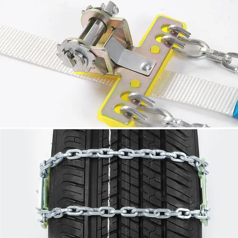 Противоскользящая стальная цепь для автомобильных шин, ремень для защиты от снега и грязи, Нескользящие цепи для сборки снега