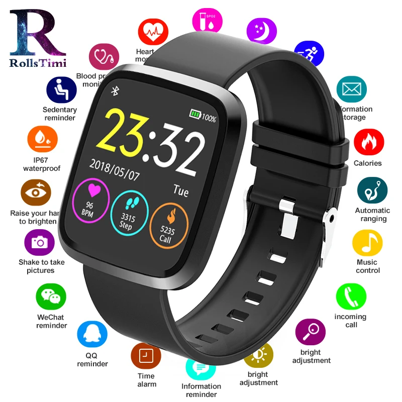 RollsTimi мужские умные часы монитор сердечного ритма спортивные Смарт наручные
