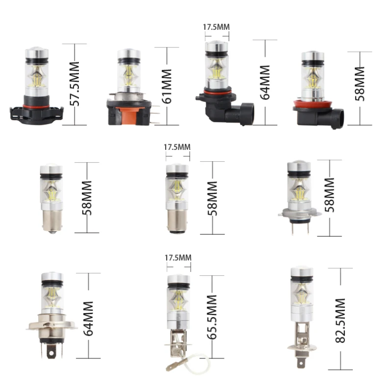 Автомобиль 2 шт. H3 H4 H1 H7 светодиодный 9005 9006 H15 H16 H11 H8 1157 1156 20SMD с CREE 100 Вт головной светильник DRL 4300 К 5000 обратный туман светильник