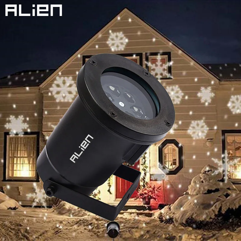 ALIEN LED движущийся белый Хэллоуин снежинки прожектор проекционный свет Открытый