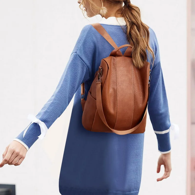 NIBESSER ретро женский кожаный рюкзак колледж опрятный школьный рюкзак студенческий ноутбук для девочек рюкзак для путешествий Противоугонный