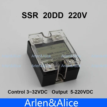 

20DD SSR Control 3~32VDC output 5~220VDC single phase DC solid state relay 20A YHD2220D