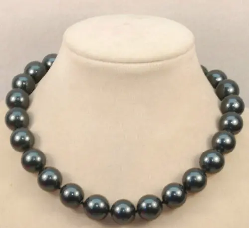 

Hot sale new Style >>>>>Fashion 10mm Black South Sea Shell Pearl Beads Necklace 18 "AAA +
