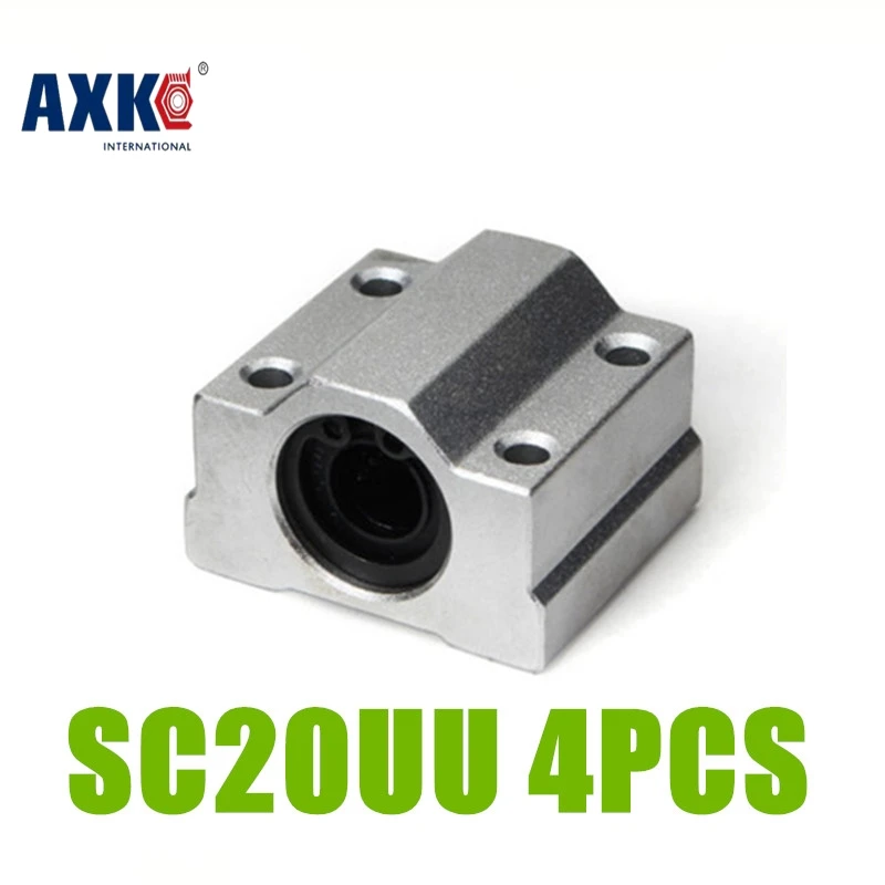 

AXK New 4pcs/lot Free shipping SC20UU SCS20UU 20mm Linear Slide Block for DIY CNC Router linear slide