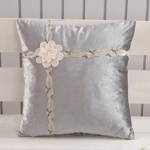 Новинка, высокое качество, европейский стиль, плюшевый Чехол на подушку, вышитый цветок, домашний декоративный Чехол на подушку, подарок - Цвет: Gray