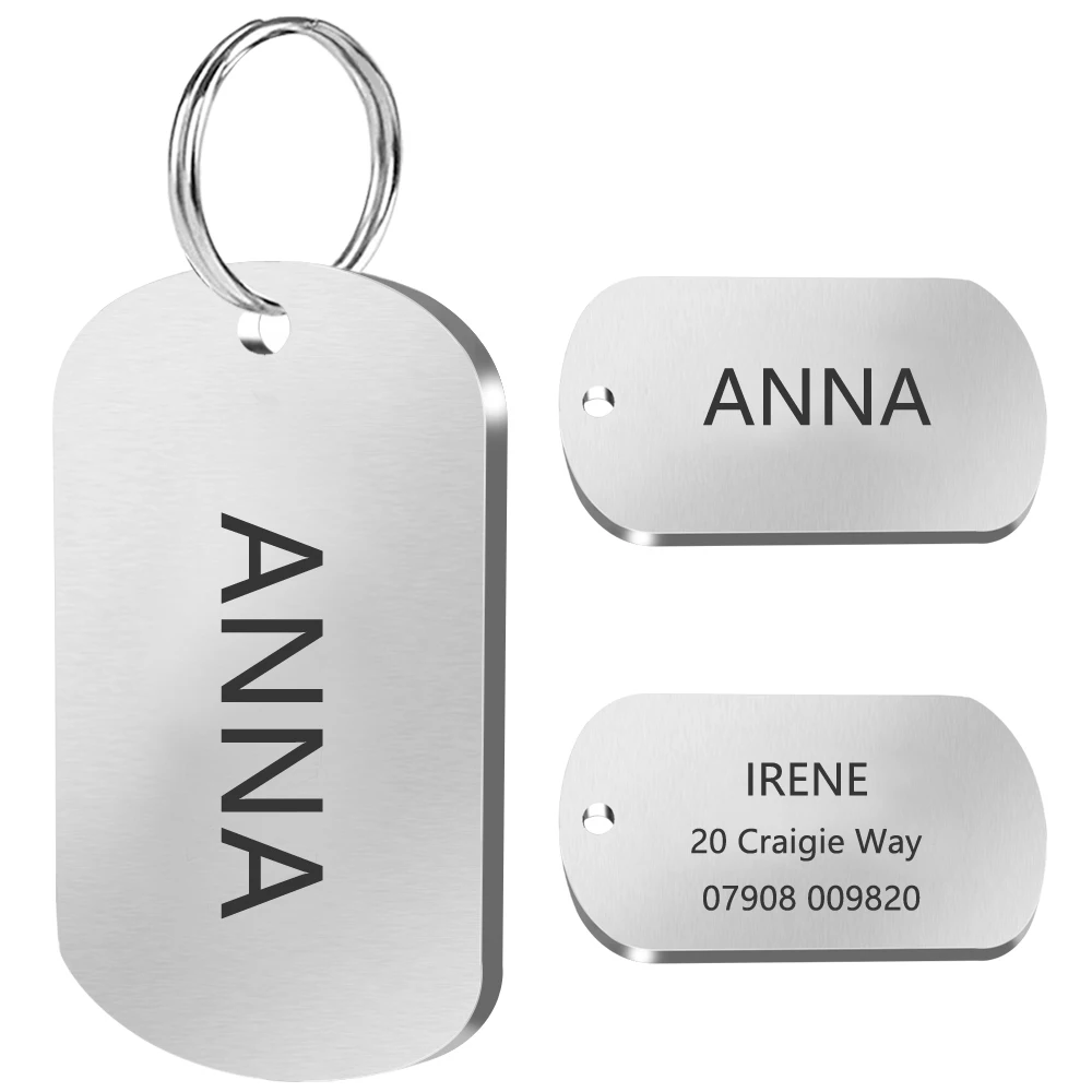 Pet ID Tags Military Dog ID Tag Stainless Steel Personalized Free Engraved Pet Name Address Phone Number 2 Size M L