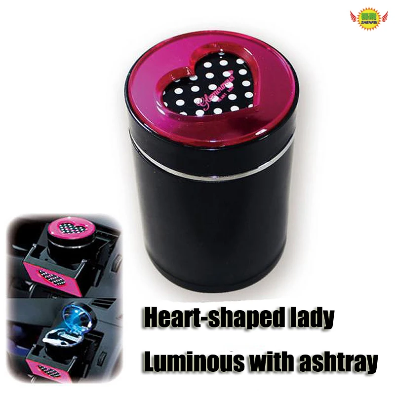 

Car accessories lager-caliber Heart shaped blue luminous ashtray car-styling