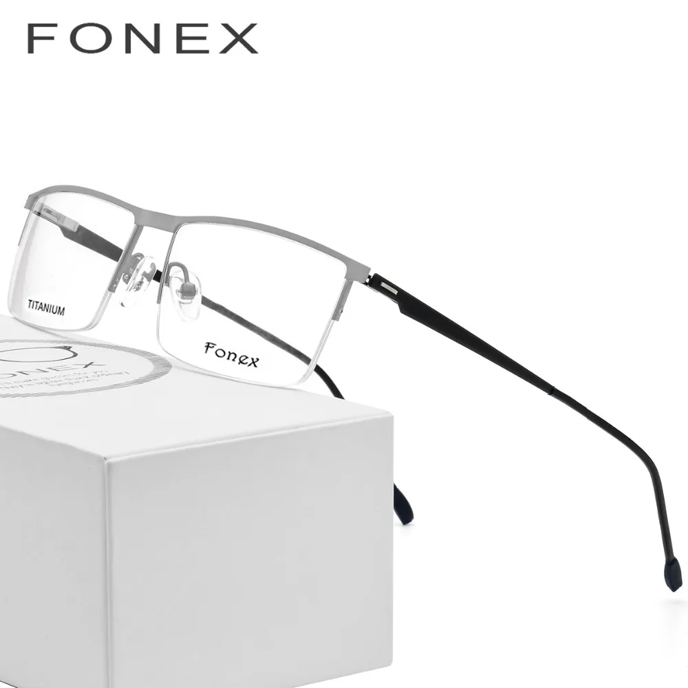 

Titanium Optical Glasses Frame Men Ultralight Square Prescription Eyeglasses New Male Semi-Rimless Half Myopia Screwless Eyewear