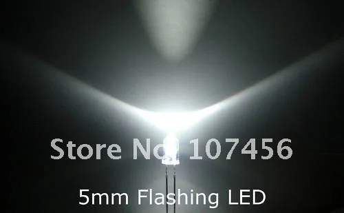 100 Pz/Lotto Spedizione Gratuita!!! Led Bianco Lampeggiante Da 5Mm (10000 Mcd) Diodo A Emissione Di Luce Bianco Lampeggiante Da 5Mm Da 5Mm