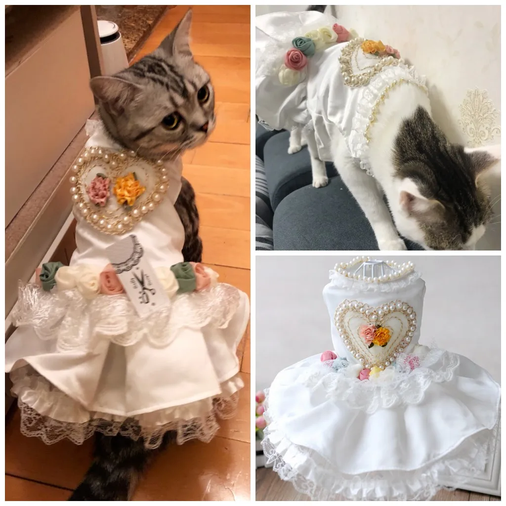 Маленький Кот Свадебные платья принцесса собака юбка с кошкой одежда для домашних животных маленькая собака одежда смокинг юбка для Невеста и жених