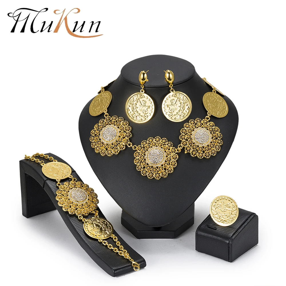 

MuKun Fashion Big Flower Dubai bridal Jewelry Sets African Beads Jewelry Set For Women Wedding Indian Ethiopian Jewelry 2018 New