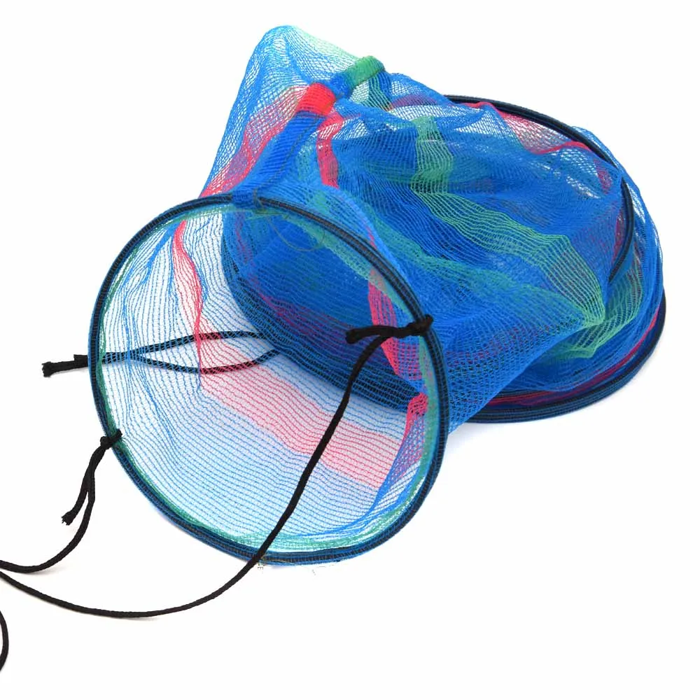 Net Fishing Basket 25 * 65cm Mini Three Tiered Collapsible Colorful Fishing Tackle For Fish Up