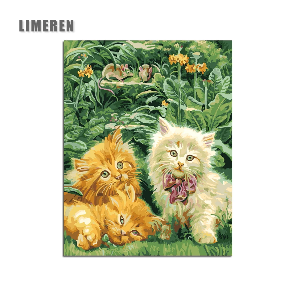 

Unframed Cat Animal Meadow Painting By Numbers Animal Coloring By Numbers