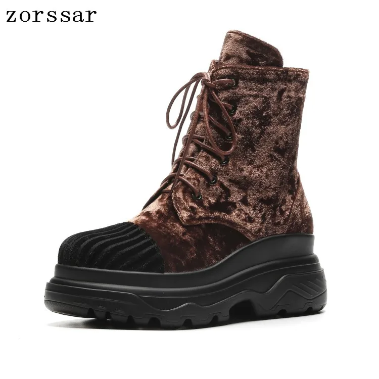 

{Zorssar} Fashion women boots winter 2018 Autumn winter ladies shoes velvet flat platform ankle boots women Martin boots shoes