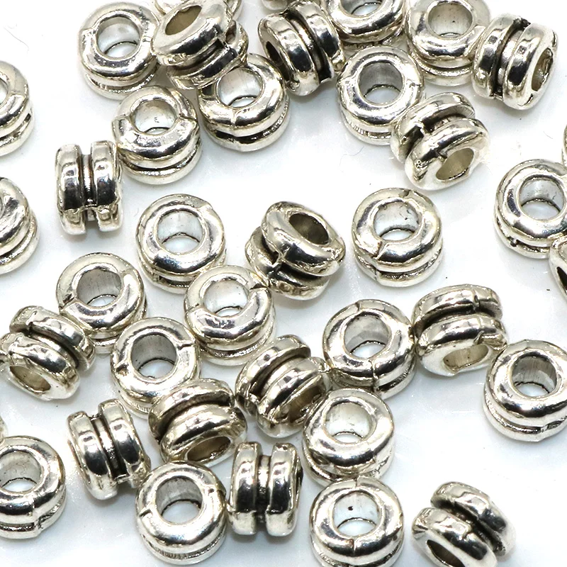 

50pcs Vintage Tube Bead Tibetan Silver Loose Beads Silver Spacer bead for Bracelet DIY Jewelry Making Drop shipping 6-10mm