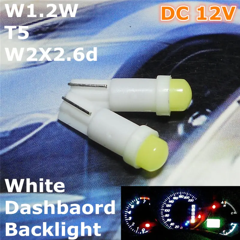 

12V LED White Color Car Bulb Lamp T5(Fluorescent Lamp)W1.2W W2.3W W2X2.6d for Dashboard Signal Ashtray Light