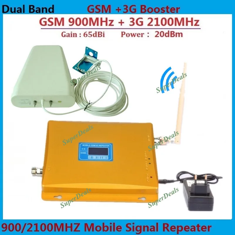 

LCD Dual Band GSM 3G Cellular Signal Booster GSM 900mhz 3G UMTS 2100mhz Mobile Amplifier WCDMA 2100 Repeater Extender +Antenna