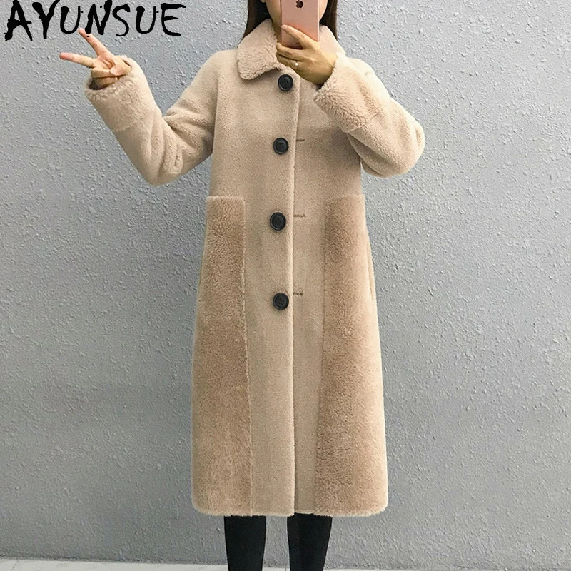 AYUNSUE шуба из овечьей шерсти 2020 зимняя женская куртка натуральной пальто и куртки