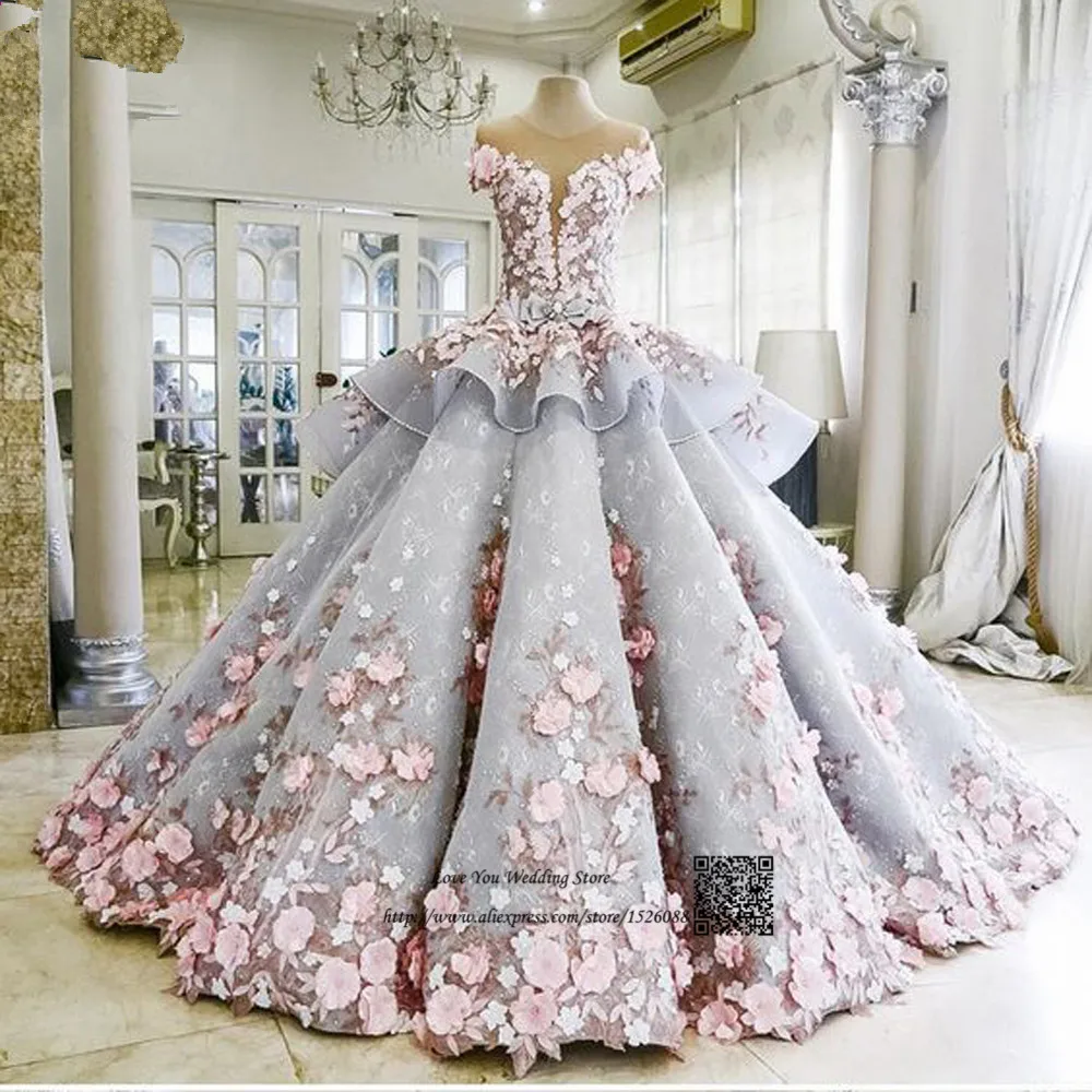 Роскошное бальное платье свадебные платья розовое с цветами Vestidos de Noiva Casamento
