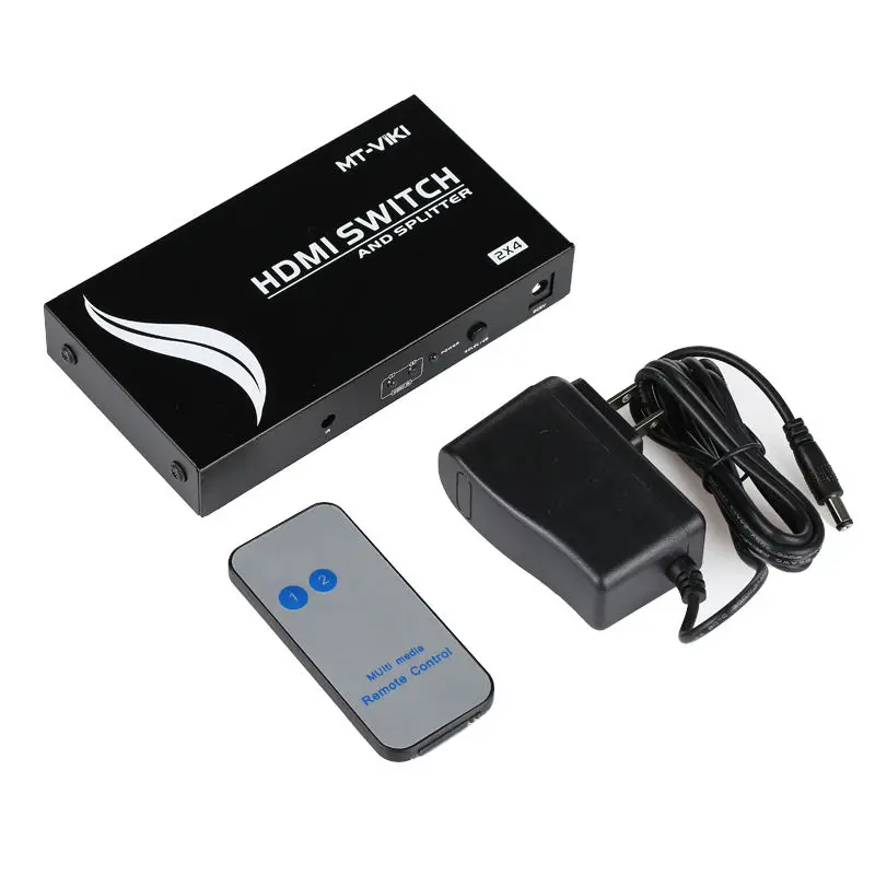 MT-Lamoda HDMI Splitter Переключатель 2 в 4 дистрибьютор селектор 1.4 Выход же 3D 1080 P ИК дистанционным управлением hd2-4